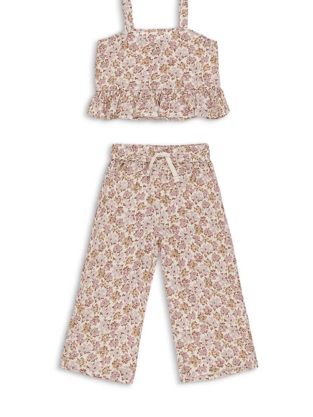 Rylee + Cru Pink Floral Ruffled Set